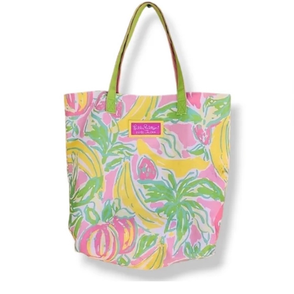 Lilly Pulitzer Estee Lauder Women's Tote Lilly's Lemon Print Bag Carryall 17"X14 - Picture 2 of 5